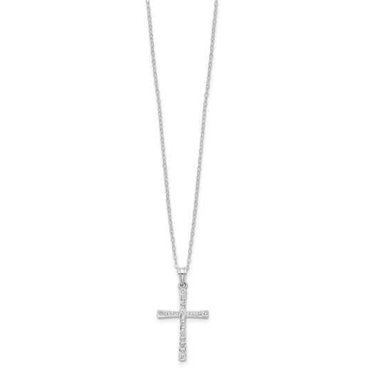 Diamond Fascination Diamond Mystique Sterling Silver Platinum-plated Diamond Cross 18 Inch Necklace QDF112