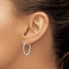 QDF117 Diamond Fascination Diamond Mystique Sterling Silver Platinum-plated Diamond Round Hoop Earrings