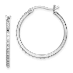 QDF117 Diamond Fascination Diamond Mystique Sterling Silver Platinum-plated Diamond Round Hoop Earrings