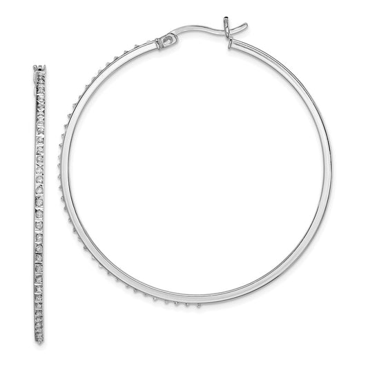 QDF121 Diamond Fascination Diamond Mystique Sterling Silver Platinum-plated Diamond Round Hoop Earrings