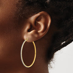 QDF122 Diamond Fascination Diamond Mystique Sterling Silver 18K Gold-plated Diamond Round Hoop Earrings