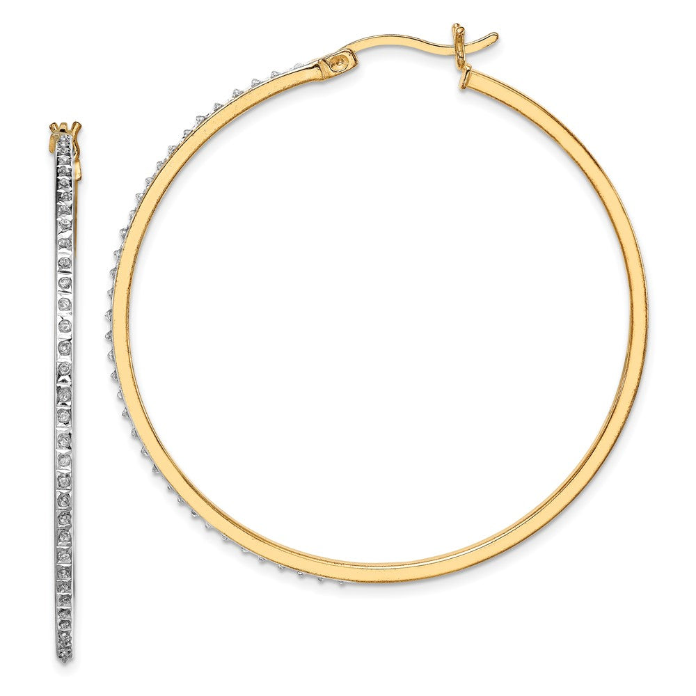 QDF122 Diamond Fascination Diamond Mystique Sterling Silver 18K Gold-plated Diamond Round Hoop Earrings