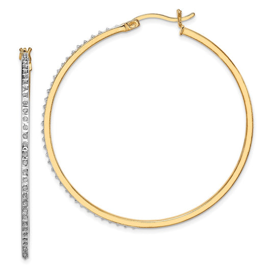 QDF122 Diamond Fascination Diamond Mystique Sterling Silver 18K Gold-plated Diamond Round Hoop Earrings