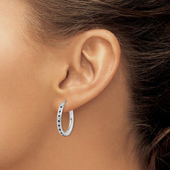 QDF132 Diamond Fascination Diamond Mystique Sterling Silver Platinum-plated Diamond Sapphire Round Hoop Earrings