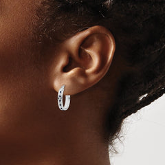 QDF135 Diamond Fascination Diamond Mystique Sterling Silver Platinum-plated Diamond and Sapphire Oval Hoop Earring