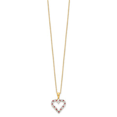 Diamond Fascination Diamond Mystique Sterling Silver 18K Gold-plated Diamond and Ruby Heart 18 Inch Necklace QDF136