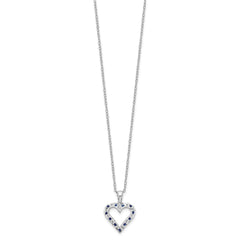 Diamond Fascination Diamond Mystique Sterling Silver Platinum-plated Diamond and Sapphire Heart 18 Inch Necklace QDF137
