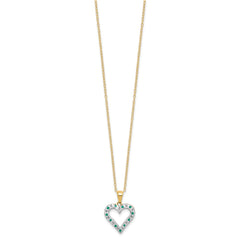 Diamond Fascination Diamond Mystique Sterling Silver 18K Gold-plated Diamond and Emerald Heart 18 Inch Necklace QDF138