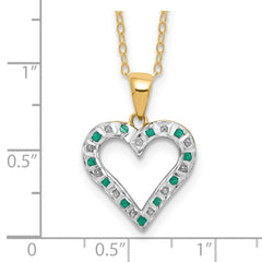 Diamond Fascination Diamond Mystique Sterling Silver 18K Gold-plated Diamond and Emerald Heart 18 Inch Necklace QDF138