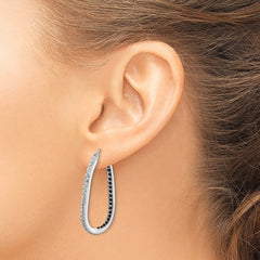 QDF163 Diamond Fascination Diamond Mystique Sterling Silver Platinum-plated Diamond Black and White Diamond In and Out Hoop Earring