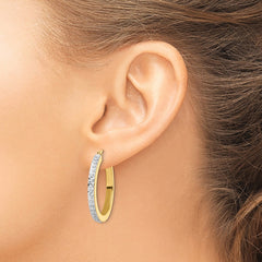 QDF191 Diamond Fascination Diamond Mystique Sterling Silver 18K Gold-plated Diamond Hoop Earrings