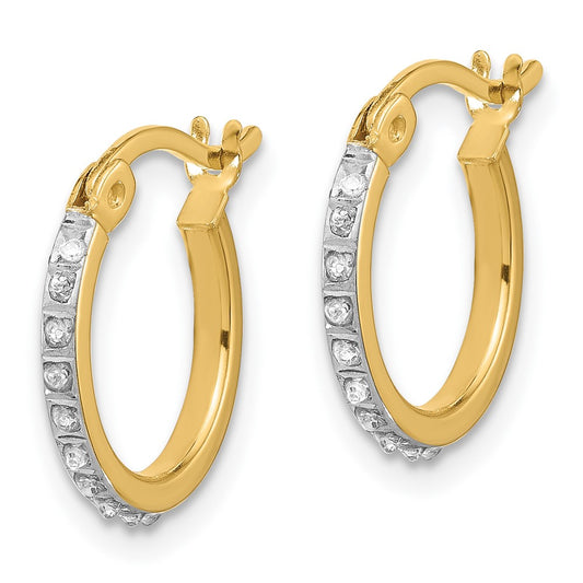 QDF202 Sterling Silver 18K Gold-plated Diamond Mystique Hoop Earrings