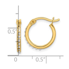 QDF202 Sterling Silver 18K Gold-plated Diamond Mystique Hoop Earrings
