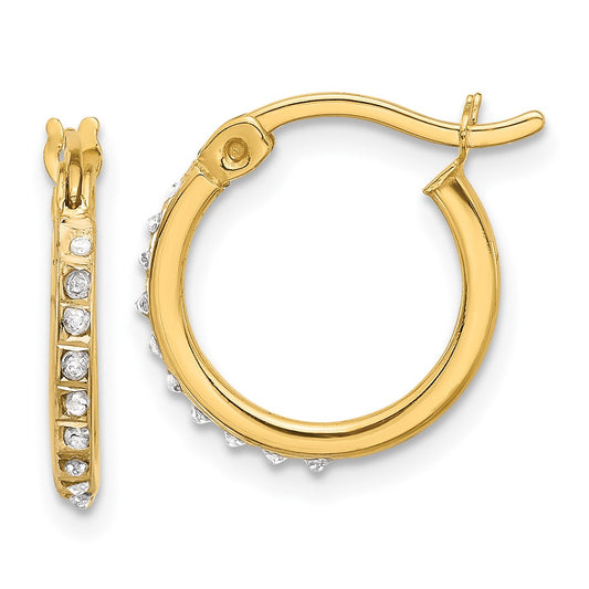 QDF202 Sterling Silver 18K Gold-plated Diamond Mystique Hoop Earrings