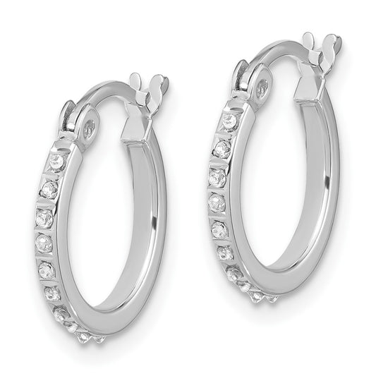 QDF203 Sterling Silver Platinum-plated Diamond Mystique Hoop Earrings