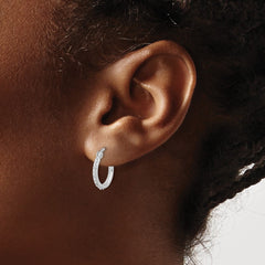 QDF203 Sterling Silver Platinum-plated Diamond Mystique Hoop Earrings