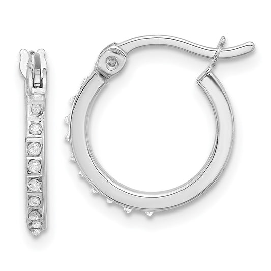 QDF203 Sterling Silver Platinum-plated Diamond Mystique Hoop Earrings