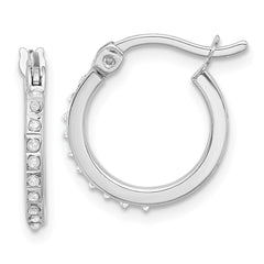 QDF203 Sterling Silver Platinum-plated Diamond Mystique Hoop Earrings