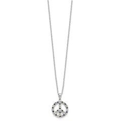 SS Platinum-plated Diamond Mystique Black and White Peace Sign Necklace QDF209