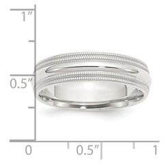 Sterling Silver 6mm Comfort Fit Double Milgrain Size 10 Band