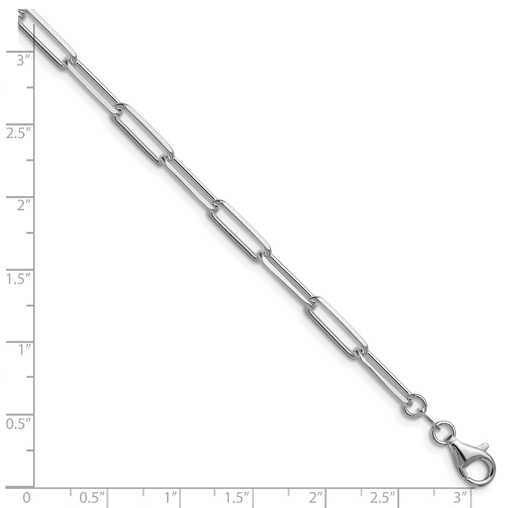 Sterling Silver Rhodium-plated 4.4mm D/C Paperclip Chain QDPC120R-8