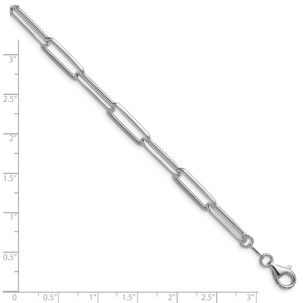 Sterling Silver Rhodium-plated 5.5mm D/C Paperclip Chain QDPC150R-8