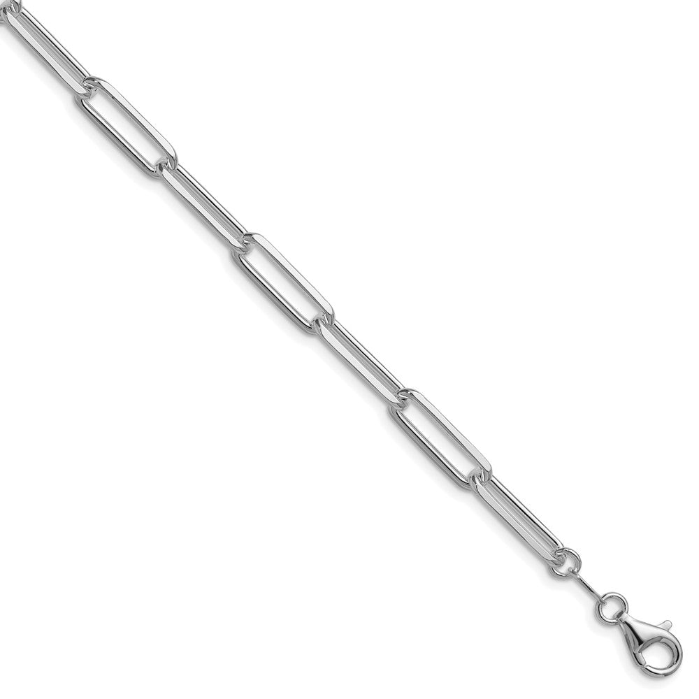 Sterling Silver Rhodium-plated 5.5mm D/C Paperclip Chain QDPC150R-8