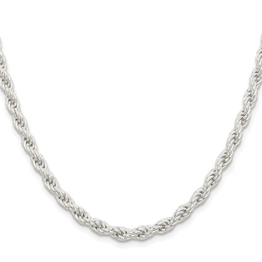 Sterling Silver Rhodium-plated 5mm Solid Rope ChainQDR100R