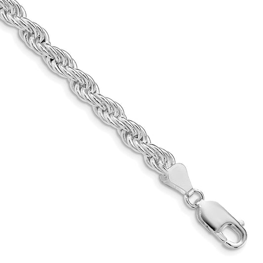Sterling Silver Rhodium-plated 5mm Solid Rope ChainQDR100R