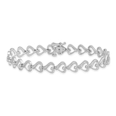 Sterling Silver Rhodium-plated Diam. Heart Bracelet QDX1018