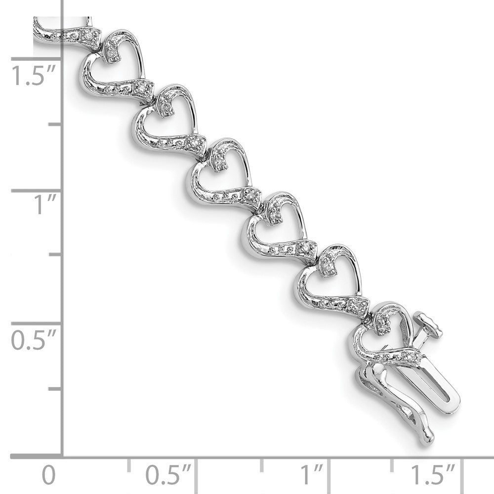Sterling Silver Rhodium-plated Diam. Heart Bracelet QDX1018