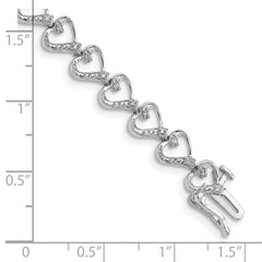 Sterling Silver Rhodium-plated Diam. Heart Bracelet QDX1018