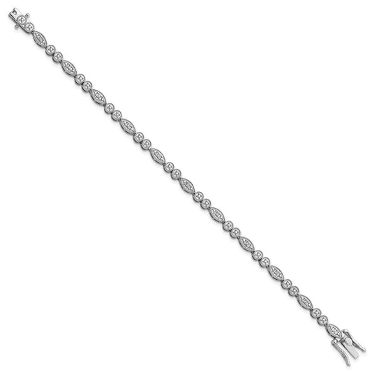 Sterling Silver Rhodium-plated Diam. Bracelet QDX1030