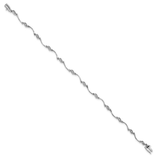 Sterling Silver Rhodium-plated Diam. Bracelet QDX104