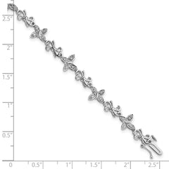 Sterling Silver Rhodium-plated Diamon Butterfly & Bows Bracelet QDX1068