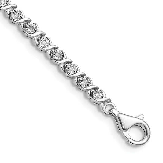 Sterling Silver Rhodium-plated Diam. Tennis Bracelet QDX108