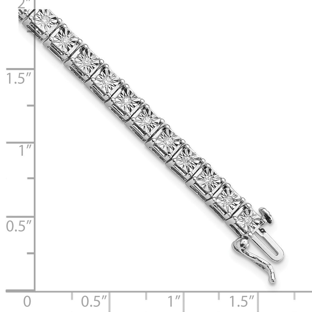 Sterling Silver Rhodium-plated Diam. Square Link Bracelet QDX1098