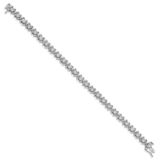 Sterling Silver Rhodium-plated Diam. X Bracelet QDX1107