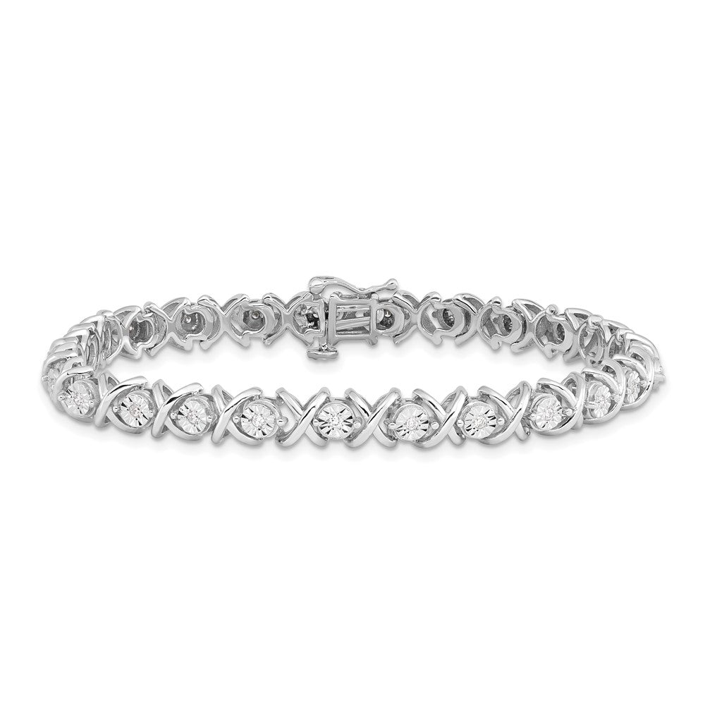 Sterling Silver Rhodium-plated Diam. X Bracelet QDX1107