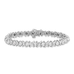 Sterling Silver Rhodium-plated Diam. X Bracelet QDX1107
