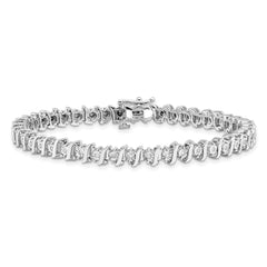 Sterling Silver Rhodium-plated Diam. Fancy Bracelet QDX1129
