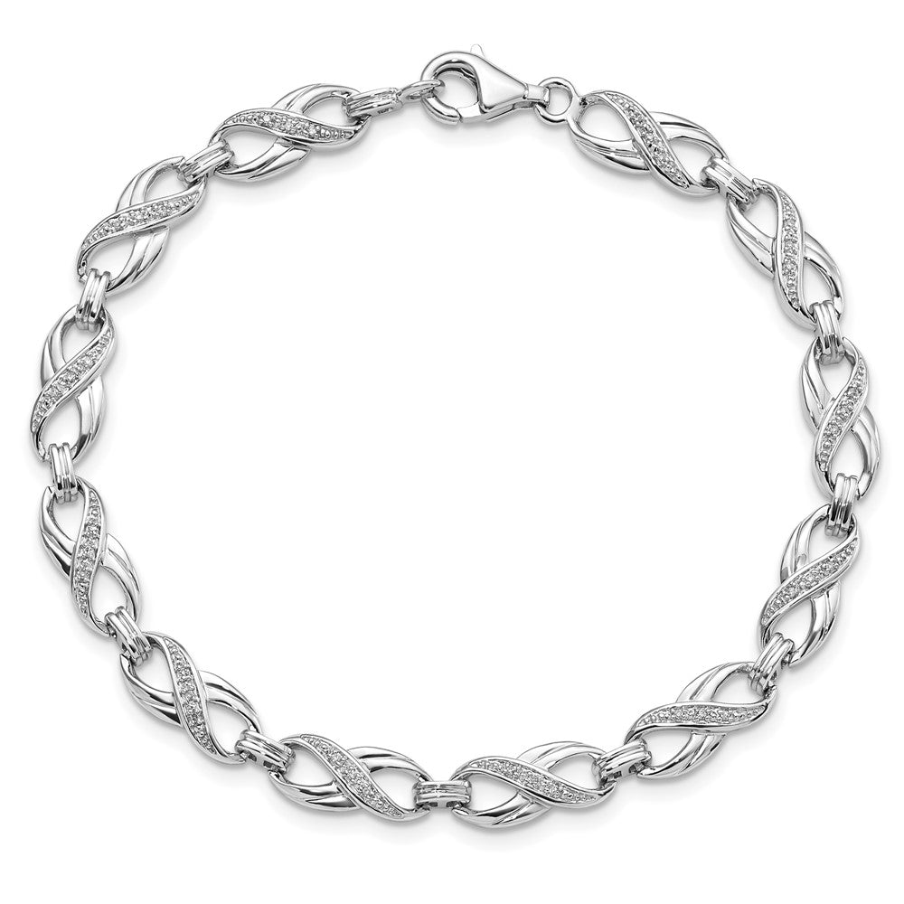 Sterling Silver Rhodium-plated Diam. Bracelet QDX1143