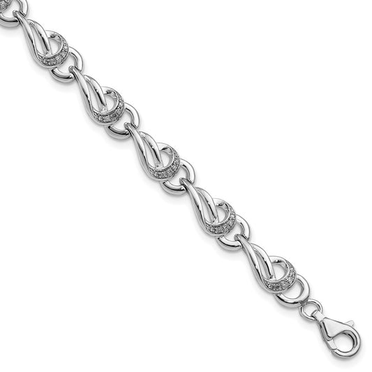 Sterling Silver Rhodium-plated Diam. Bracelet QDX1145