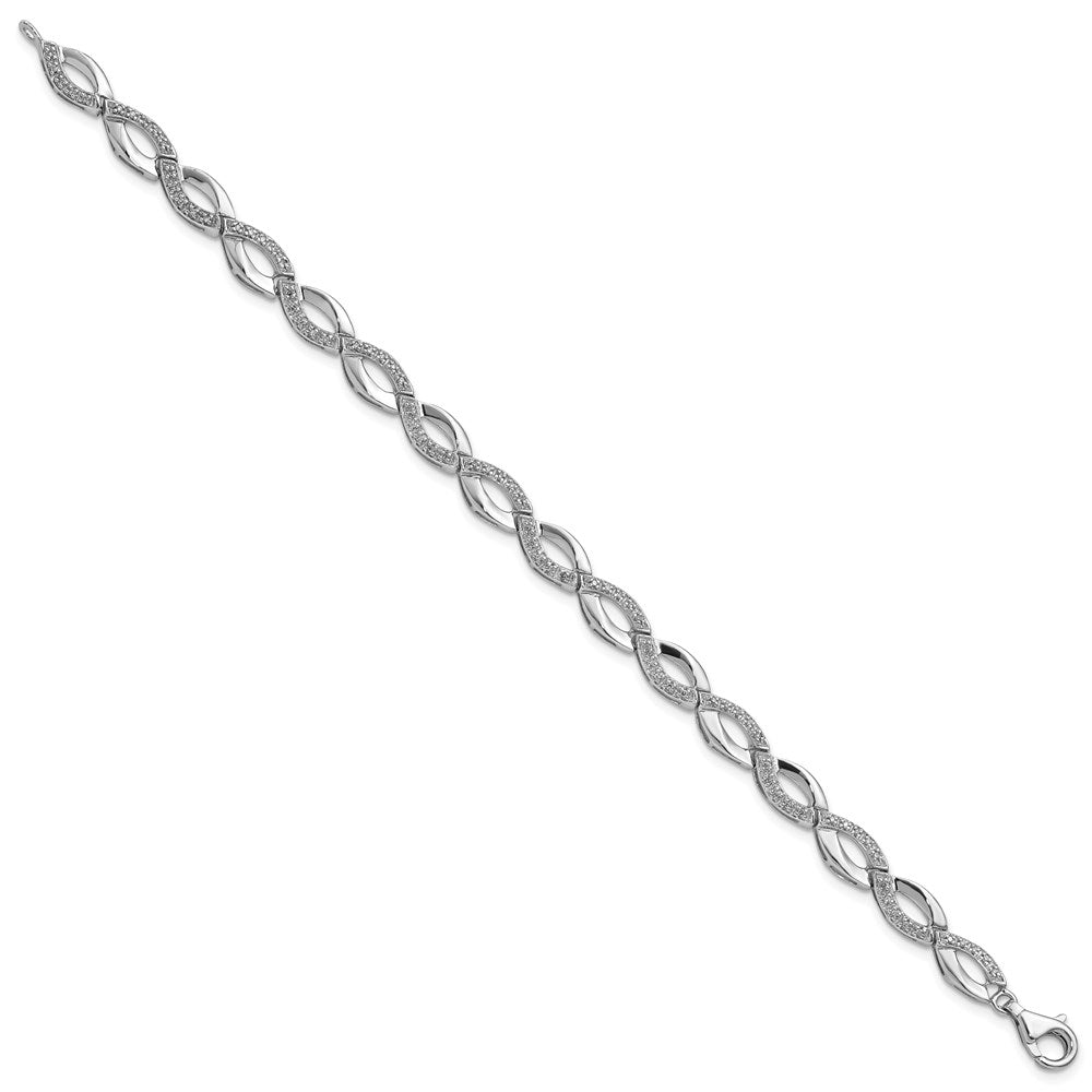Sterling Silver Rhodium-plated Diam. Bracelet QDX1146