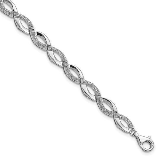 Sterling Silver Rhodium-plated Diam. Bracelet QDX1146