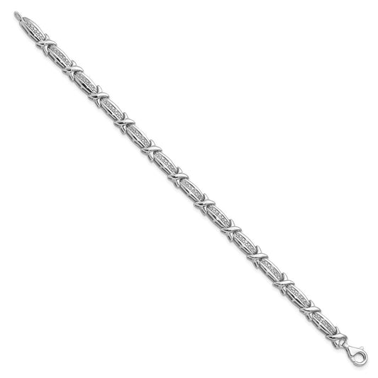 Sterling Silver Rhodium-plated Diam. Bracelet QDX1156