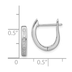 QDX117 Sterling Silver Rhodium Diamond Hinged Hoop Earrings