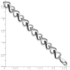 White Night Sterling Silver Rhodium-plated Black and White Diamond 7.5 Inch Bracelet QDX1216