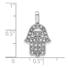 Sterling Silver Rhodium 0.2ct. Blk & Wht Dia. Reverible Hamsa Pendant QDX1256
