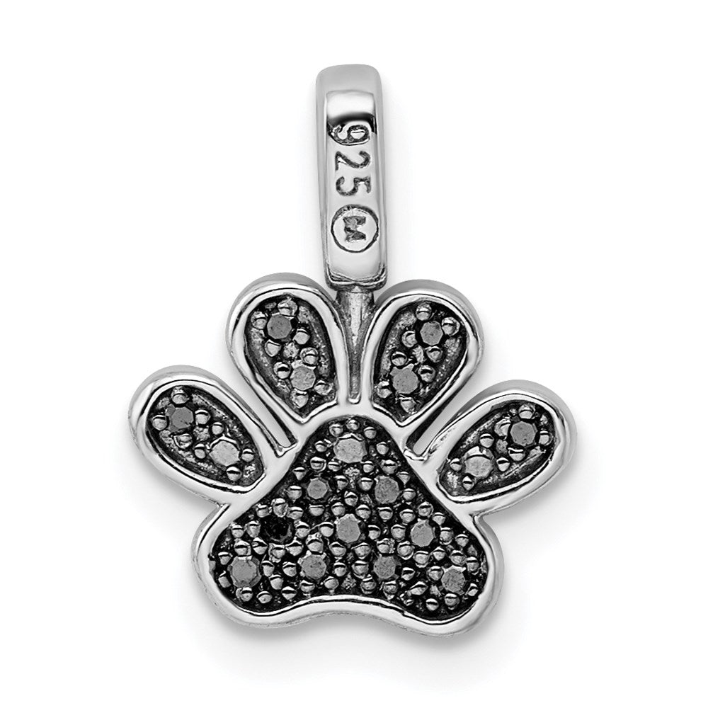 Sterling Silver Rhod 0.15ct. Blk & White Dia. Reversible Pawprint Pendant QDX1266